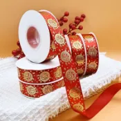 春節紅色緞帶 燙金絲帶 禮盒包裝DIY材料 蝴蝶結 春節裝飾 禮物包綵帶