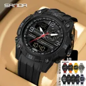 Sanda Sport Quartz 數字 LED 男士手錶頂級品牌防水秒錶 6392