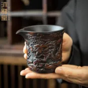 紫陶祥龍雕刻公道杯 功夫茶具套裝 茶海分茶器 高檔紫砂茶文化 手工茶具