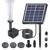 1.5w 太陽能噴泉泵 160L/h 流量潛水水泵,帶 8 個噴嘴 9.84 英尺水管和木樁用於鳥浴/花園池塘/游泳池/