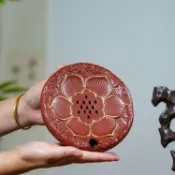 全球選品1館 生活百貨 宜興紫砂描金蓮花壺承幹泡儲水原礦手工精品茶具茶道配件壺託茶海