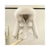 (店+)羽絨外套女秋冬防風防水保暖外套防寒鋪棉外套大衣中長版輕羽絨新年衣服休閒連帽風衣外套大尺碼韓版媽媽刷毛外套滑雪衣厚棉衣外套