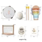 【精品臻選】跨境兒童音樂套裝拇指琴敲琴敲鼓風鈴組合玩具寶寶早教聽力鍛煉早教樂器 幼