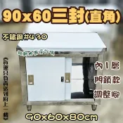 全新【3尺.內1層.腳.門鎖.三封工作台】90x60x80cm不鏽鋼.平台.三封工作台.調理台.作業台.料理台調