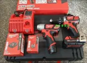 老池五金  米沃奇Milwaukee震動電鑽雙機M12-18BPP2L-202X M18 BPD+M12BID 