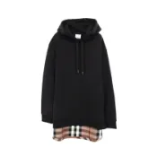 【DOKODEMO】【二手】Burberry BURBERRY Nova 格紋黑色棉質連帽衫 女款二手