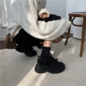 真皮 小白鞋 奶茶鞋 老爹鞋 台灣現貨快速出貨 暗黑系歐美龐克街頭原宿個性復古厚底增高顯瘦休閒鞋 鋸齒鞋 厚底鞋 增高鞋