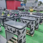 美雅閣家居 石雕青石魚缸仿古石頭花盆荷花石缸養魚門海石槽室外石缸庭院水缸sq16