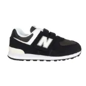 NEWBALANCE 574 男中童復古慢跑鞋-WIDE-574系列 麂皮 NB P574755 黑白灰