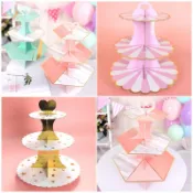 甜妞節慶♥台灣現貨♥【燙金杯子蛋糕架】大理石甜品蛋糕架 派對蛋糕架 野餐 生日派對 派對佈置 三層蛋糕架 點心架 餅乾架