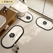 全新升級+客製 輕奢風山茶花浴室地墊 矽藻土地墊 洗手台腳踏墊 馬桶U墊 浴室吸水地墊 珪藻土地墊 防滑地墊 廁所地墊