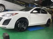 【A-947】 16吋旋壓鋁圈 4孔100 5孔114.3 黑底車亮面 旋壓 輕量化 MAZDA 3 馬三 實裝圖