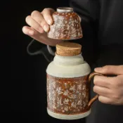 全球選品1館 生活百貨 老巖泥七碗茶詩鎏銀小暖壺茶壺泡茶家用功夫茶具一人用大容量單壺