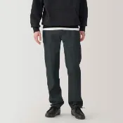 【MUJI 無印良品】男吉貝木棉混丹寧直筒褲(黑色)