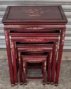 台中樂居二手家具~樂居二手傢俱家電RW5092702DJJJ*紅花梨木4件組高低桌*原木家具 木沙發組椅 泡茶桌椅