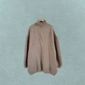 *♡*正韓/淺駝色/厚磅/溫暖粗坑條針織毛衣上衣/L/近新/二手衣《Anna的百寶箱》