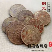 協貿國際日用品生活8館 6枚不同二十文光緒元寶銅元大清銅幣古錢幣銅板古幣把玩銅幣收藏