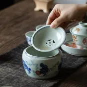 仿古青花建水中式陶瓷茶道配件茶洗杯洗小水洗幹泡茶席廢水缸水盂