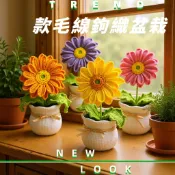 仿真花藝 【成品手工編織】仿真花束 毛線鉤織花束 造型逼真 新款毛線鉤織盆栽 萌四線編織 非洲菊花束桌面擺件針織仿真花束