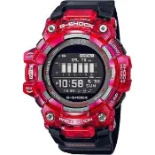 【CASIO 卡西歐】G-SHOCK 潮流迷彩運動系列卡路里計步速藍芽錶-紅框X黑(GBD-100SM-4A1)