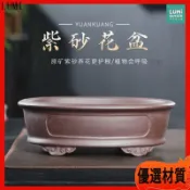 紫砂花盆 盆景專用 羅漢松 橢圓形 長方形 陶瓷花盆 粗陶盆 盆栽 園藝 花器 擺飾 蘭花盆 大花盆 古風 盆器 植栽