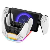 🎮免運🎮 PS5 Portal串流掌機充電底座 PS5手把三閤一座充配件 帶RGB燈遊戲 充電指示燈 手把充電支架