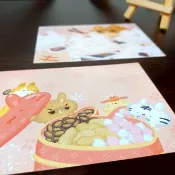 過年糖果盒/烤麻糬 - 美食明信片 - 系列18