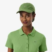【LACOSTE】女裝-修身有機棉短袖Polo衫(綠色)