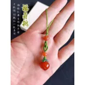 💍限時下殺💍新款天然瑪瑙福壽桃子手機掛件手機鏈汽車鑰匙扣漢服押襟配飾