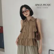 Space Picnic｜層次荷葉邊無袖襯衫-2色【2606246】