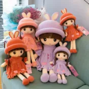 喜挖2店 【喜挖】花仙子菲兒毛絨布娃娃玩具女孩安撫公仔兔耳玩偶抱枕睡覺兒童床上