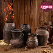 【高評價】復古土陶罐居家水培乾花盆插花器裝飾擺件懷舊水缸陶瓷大花瓶批發