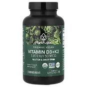 【iHerb】PlantFusion, Organic Vegan, Vitamin D3 + K2, 120 Organic VegCaps