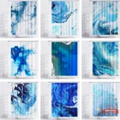 連盛 【送掛鉤】北歐ins風浴簾 加厚大理石紋浴簾 防水防霉 衛生間 洗澡隔斷簾 淋浴簾 高質感 不透光窗簾 掛簾 家居裝飾