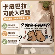 🔥臺灣熱銷🔥卡皮巴拉地墊可愛入戶腳墊大門玄關水晶絨進門地毯門口耐髒門墊子