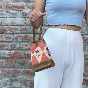 印度喀什米爾 手工麂皮刺繡迷你手袋