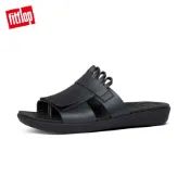 【FitFlop】ANNIVERSARY FRINGE H-BAR LEATHER SLIDES 夾腳柱涼鞋-女靚黑色