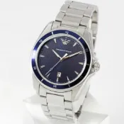 EMPORIO ARMANI 亞曼尼 AR11100 都會運動型腕錶 44mm 藍面盤 大三針 鋼帶 男錶 特價優惠現貨