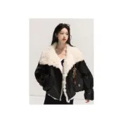 (店+)一夜的桂花樹“ 小羊羔毛毛短款皮草外套女加厚翻領派克服冬