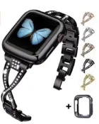 玉山最低比價網 [2美國直購] Jfdragon 金屬錶帶 適用 Apple Watch 38/40mm 系列 黑色 Bling Diamond Replacement Bracelet _e2e