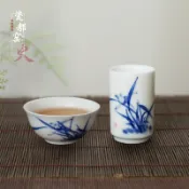 景德鎮 手繪 陶瓷 青白瓷 主人杯 聞香杯 家用 茶具 2件套 喝茶 單杯 精緻 手工 品茗杯