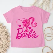 AONO KIDS⭐童裝Barbie Black Heart Logo Crew Neck女童T恤短袖寬鬆兒童上衣