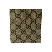 【GUCCI 古馳】821206 經典GG Supreme 帆布印花皮革內裏對開6卡短夾/錢包(棕色)
