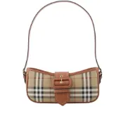 【BreezeOnline 微風精品線上】BURBERRY Sling 經典格紋風衣釦肩背包(經典米色/石楠木棕色)