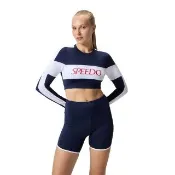 【SPEEDO】女 運動四角泳褲Jetstream(深藍/白)