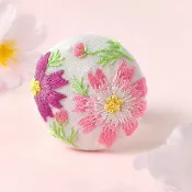 秋季大波斯菊刺繡胸針 或 刺繡髮圈
