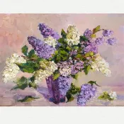 畫布上的紫丁香油畫 - 原創藝術 - 花卉畫作 - 花卉牆面藝術