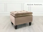 新生活家具NewlifeFurniture 【新生活家具】《炫彩》 方凳 香檳色 卡其色 矮凳 椅凳 穿鞋椅 化妝椅 腳凳 絨布 沙發腳椅 非 H&D ikea 宜家