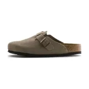 (店+)【BIRKENSTOCK 勃肯】560771 Birkenstock Boston Soft Footbed 牛皮絨面革半拖 舒適休閒 無特殊功能包頭拖鞋 男女同款 灰褐色 常規版（寬版）