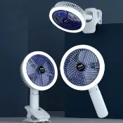 【Nil】USB無線空氣8吋循環扇 折疊收納夜燈吊扇(壁掛扇 電風扇 桌面小風扇)